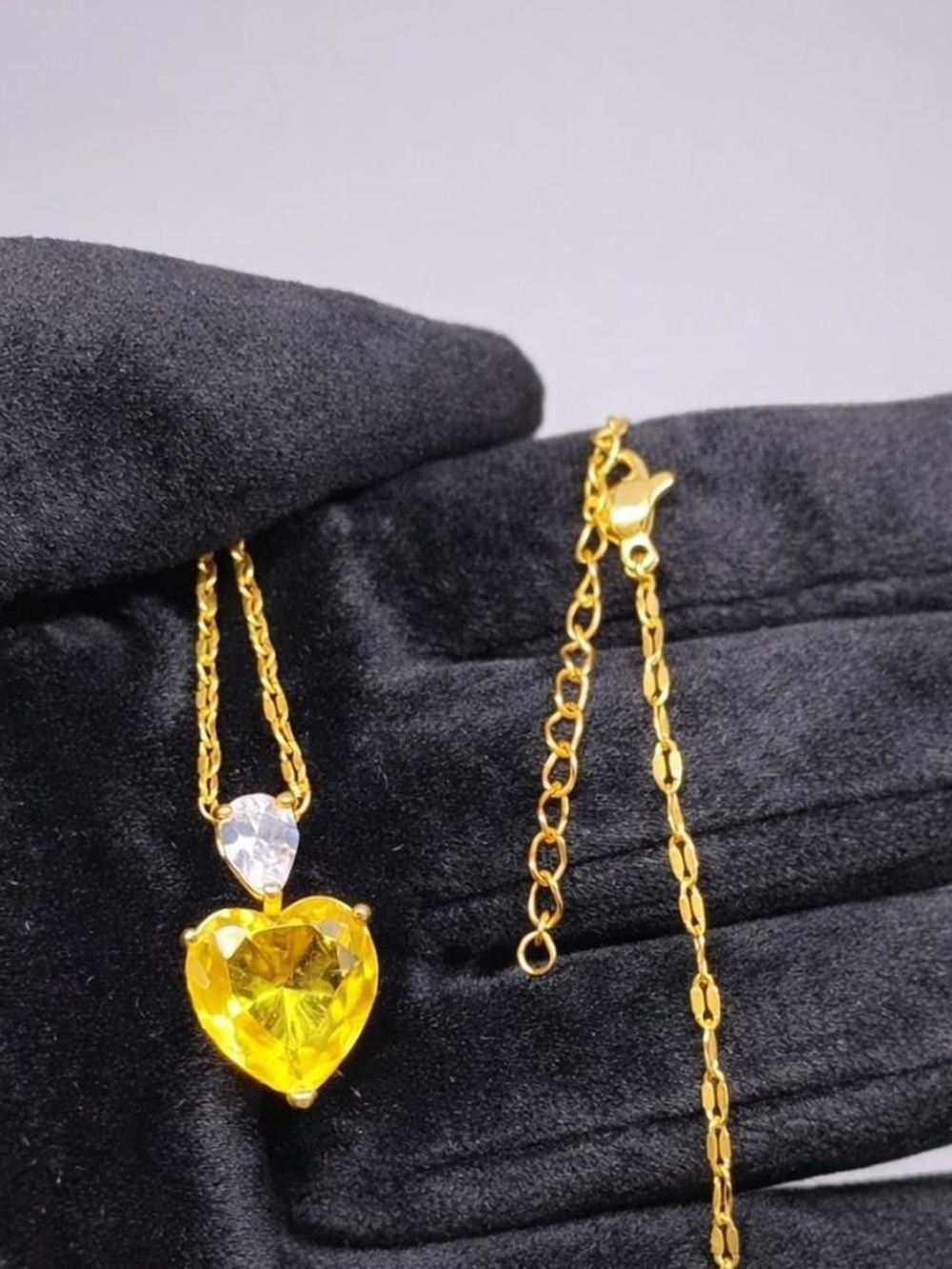 Yellow Heart Pendant Necklace